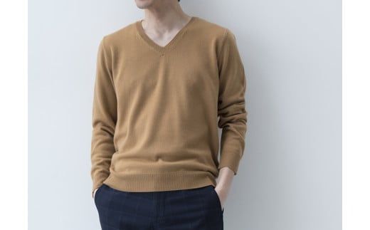   ベビーカシミヤ Vネックプルオーバー 男性用《白田のカシミヤ》男性用サイズ:M（42）｜ブイネック ニット カシミヤ 100％  高級 希少 メンズ
