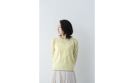ラウンドネックプルオーバー(L.イエロー)女性用サイズ:M(38)≪白田のカシミヤ≫