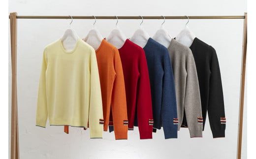 ラウンドネックプルオーバー(ブルー)女性用サイズ:LL(42)≪白田のカシミヤ≫