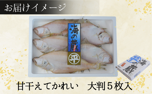 【干物 甘干えてかれい 大判5枚入（1枚あたり180g）干物の本場 香住産 冷凍】素材の良さ抜群 伝統の技術 兵庫県 香美町 香住 柴山 大人気 ふるさと納税 蔵平水産 12000円 08-07