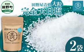 【四国一小さなまちのお塩】 塩職人 田野屋青蜂　完全天日塩大粒 2袋セット 