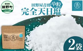 【四国一小さなまちのお塩】 塩職人 田野屋青蜂　完全天日塩中粒 2袋セット 