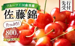 さくらんぼの王様 佐藤錦 200g×4パック 合計800g(L~2L) 【2025年発送先行予約】フルーツ王国 さくらんぼ サクランボ 桜桃 佐藤錦 余市産さくらんぼ 小分けさくらんぼ 果物 人気さく
