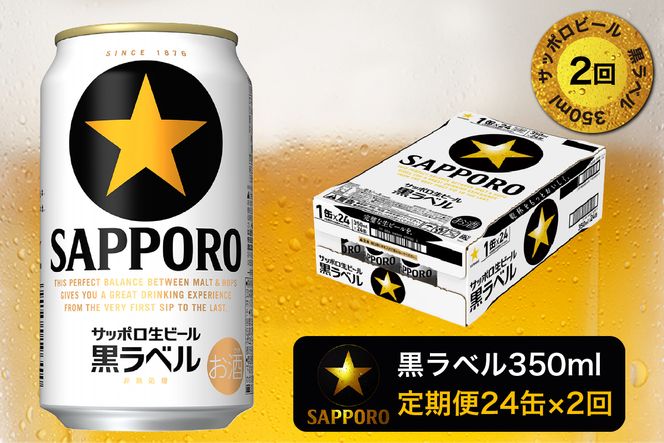 T0002-1502　【定期便 2回】黒ラベルビール 350ml×1箱(24缶)