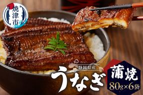 a27-011　静岡県産 うなぎ 蒲焼 真空 パック 80g×6