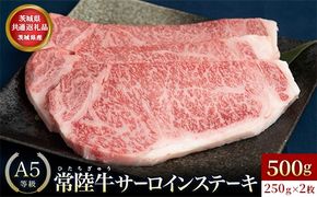 【茨城県共通返礼品】茨城県産 常陸牛A5等級 サーロインステーキ 500g(250g×2枚) あらぎりわさび付