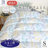 ＜京都金桝＞【訳あり】羽毛布団 合い掛け シングル ホワイトダックダウン90％ ちょうどいい厚さ 軽量 0.8kg DP360 日本製 ≪新着 訳あり 日本製 京都亀岡産 掛け布団 掛布団 合掛け 羽毛ふとん≫