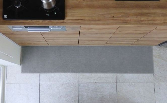 diw0072 北欧風キッチンマット ラグマットタイプ 45×210cm ノーマル型 シルバーグレー 抗菌防臭 SEK 織人しきもの屋工房