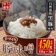 isa628 伊佐の豚味噌(計450g・150g×3個) 豚味噌 自然放牧 黒豚 手づくり 麦 味噌 生姜 唐辛子 豚みそ ご飯のお供 【工房ゆう】