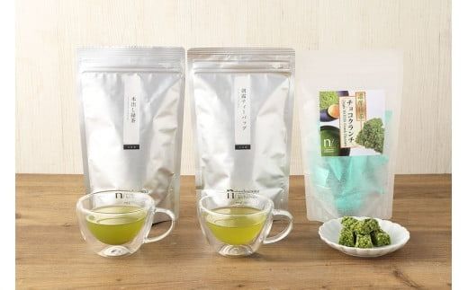 中山吉祥園 八女茶3種セット【水出し・朝露・抹茶クランチ】 八女茶 お茶 茶 緑茶 お菓子 詰め合わせ セット