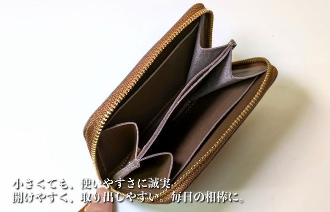 099H4025 板谷革工房 本革小銭入れ「一針の誠実」（焦げ茶×茶）