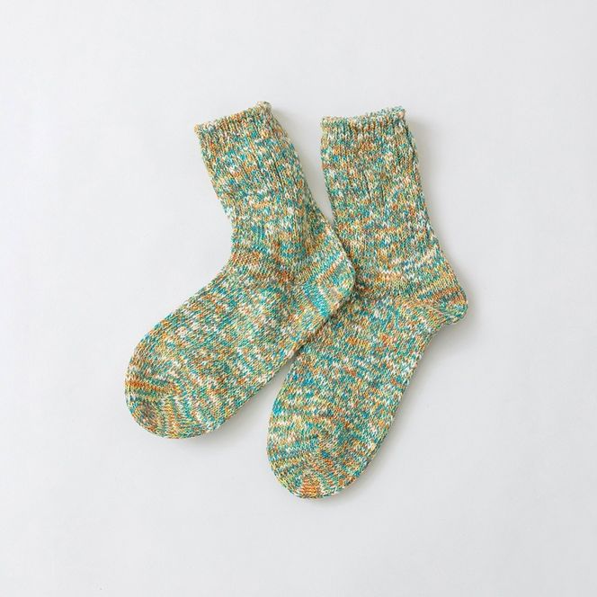 042SLUBMIXリブクルー2Pセット（Mサイズ）-ホワイト/マスカットミックス///靴下 くつした ソックス くつ下 足元 レディース 婦人 メンズ 紳士 おしゃれ シンプル カジュアル 肌触り ふっくら 日本製 奈良県 広陵町