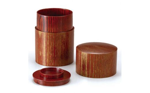 山中塗 嘉匠菴 欅 共木茶筒 赤摺 ＧＯＬＤ 復興　震災　コロナ【能登半島地震復興支援】 北陸新幹線 F6P-0203