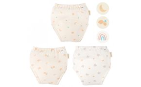 【100サイズ】「おねむうパンツ」6重トレーニングパンツ3枚セット・C（ムーンスター、レモン、虹） 141305_LA15VC02