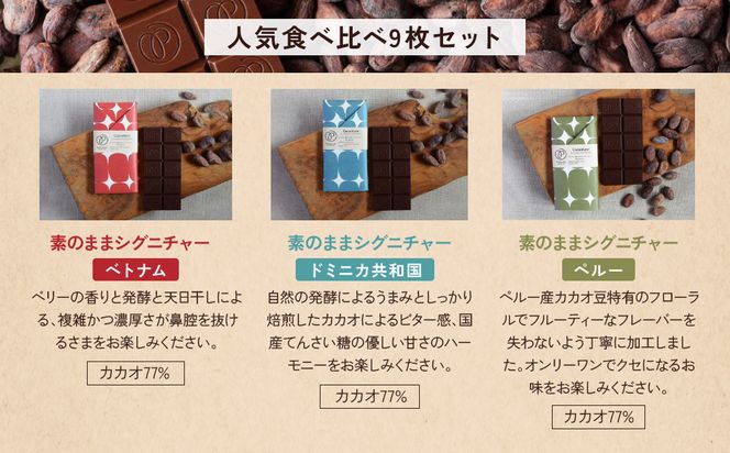 【Premarché Cacaolate Lab】国際コンテスト入賞店の手づくりチョコレート 産地食べ比べ9枚セット｜京都 チョコレート専門店 人気セット［ 手作りチョコ カカオ産地食べ比べ おいしい 人気 おすすめ お菓子 洋菓子 スイーツ お取り寄せ 通販 送料無料 ふるさと納税 ］ 261009_A-UA009