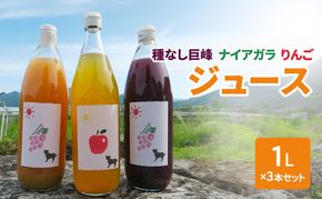種無し巨峰 ナイアガラ りんごジュース1L×3本セット フルーツ 長野県