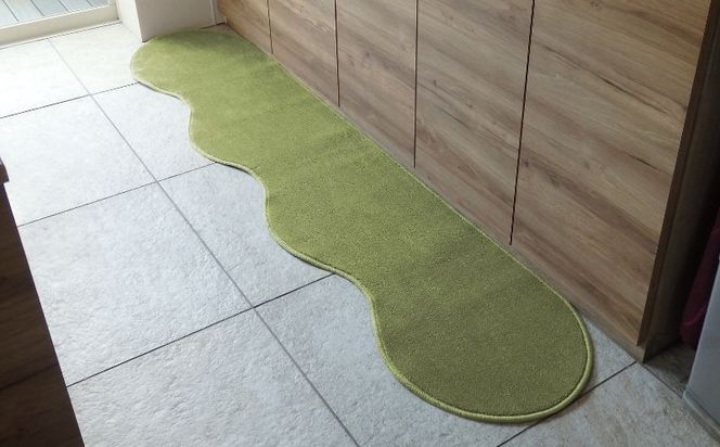 diw0176 北欧風キッチンマット ラグマットタイプ 45×270cm ピーナッツ型 ピスタチオ 抗菌防臭 SEK 織人しきもの屋工房
