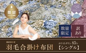 AA088【数量限定・訳あり】羽毛合掛け布団　シングル　ホワイトダウン８５％使用　【柄お任せ】　羽毛布団