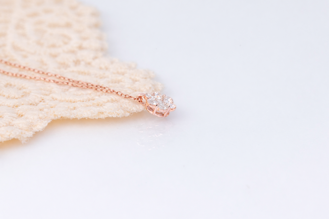 ダイヤモンド ネックレス フラワーS 0.45ct K18 ピンクゴールド  ジュエリー ダイヤ  18金 山梨 H-730 SWCI013-pg