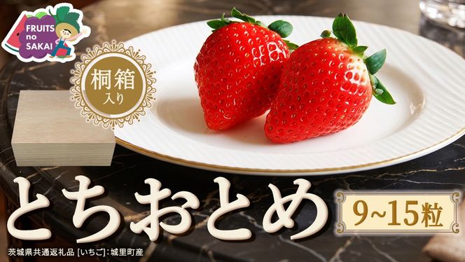 【桐箱入り】とちおとめ 9～15粒 【2027年1月から発送開始】（茨城県共通返礼品 [いちご]：城里町産） いちご イチゴ 苺 とちおとめ 甘い 国産 人気 桐箱入り 贈答 贈り物 ギフト ふるさと納税