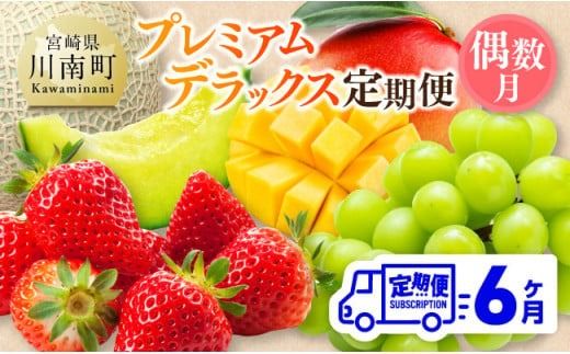 [ 全6回定期便 ] プレミアム デラックス 定期便 [偶数月] [ 川南町産 いちご 完熟 マンゴー ぶどう シャイン マスカット メロン ][D11719t6]