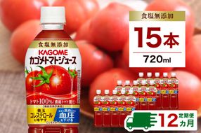 ns111-019 【定期便12ヵ月】カゴメトマトジュース 食塩無添加 720ml 15本