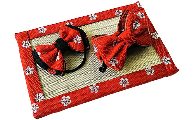 畳縁アクセサリ−縁結びセット（レッド） 民芸品 工芸品 雑貨 日用品 