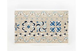 【文庫屋大関】パーソナルホルダー　錦紗＜青＞【皮革工芸品】 民芸品 雑貨 日用品 牛革 イスラム文様 ギリシャ文様 