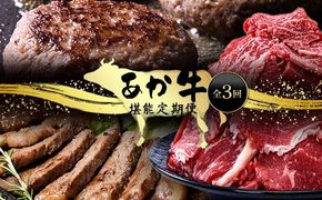 FK7-0248_あか牛堪能定期便 全3回 サーロイン ステーキ ハンバーグ 切り落とし あか牛 肉