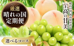 フルーツ 厳選 晴れの国定期便 シャインマスカット 白桃 米 無洗米 2回 3回 お届け 定期便 《ページ内記載の時期に発送》 果物 マスカット 桃 岡山県 笠岡市---kasaoka_zsytei_356_ume2---