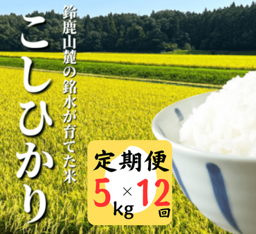 ＜定期便＞鈴鹿山麓の銘水が育てた米、米どころ三重県産小山田地区「こしひかり」5kg【12ヶ月】-[G890]