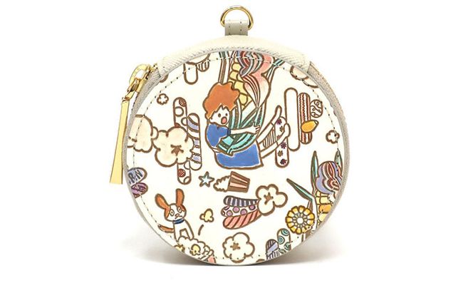 【文庫屋大関】マカロンポーチ 恋するもろこしガール【皮革工芸品】 ポーチ ミニポーチ 小物入れ アクセサリー入れ イヤホン入れ 収納 保管ケース 手のひらサイズ  本革 革 皮革 工芸品 工芸 雑貨 ギフト プレゼント 日本製 東京