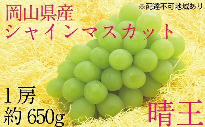 ぶどう 2026年 先行予約 シャイン マスカット 晴王 1房 約650g  ブドウ 葡萄  岡山県産 国産 フルーツ 果物 ギフト デザート 食後 酸味が少ない 産地直送
