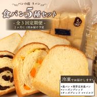 【全3回定期便】 食パン 5種セット パン 詰め合わせ 食ぱん 朝食 ご当地グルメ 美味しいパン ベーカリー 冷凍 国産小麦 おいしい ぱん パンセット 静岡県 藤枝市