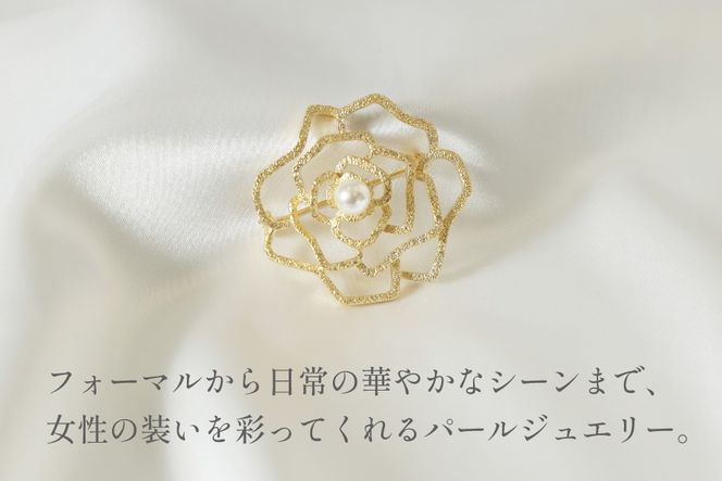 AK016 Marycoco ホワイト貝パール 8mm珠 ローズモチーフ ブローチ [ mj-brcw-1 貝パール アクセサリー ブローチ メアリーココ 長崎県 島原市 ]