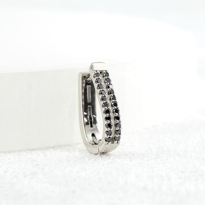 プラチナ フープ ピアス 両耳 ブラックダイヤモンド フープピアス ダイヤ 0.24ct 中折れ式 金属アレルギー 対応 pt900 リングピアス ジュエリー シンプル 人気 普段 使い250401bd400bdp SWAA263-bdp
