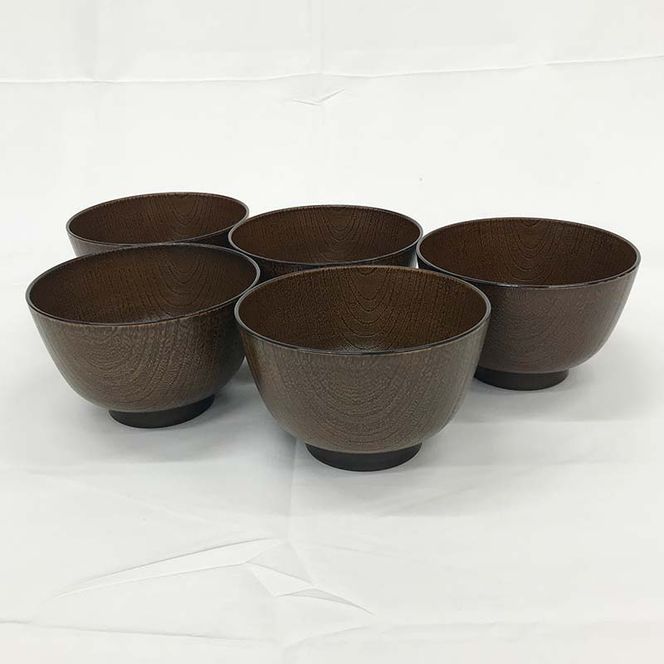 山中塗 レンジ京型欅杢目汁椀 栃塗 5個セット お椀 椀 セット 5客 家庭用電子レンジ対応 食器洗い乾燥機対応 伝統工芸 工芸品 日本製 F6P-0468