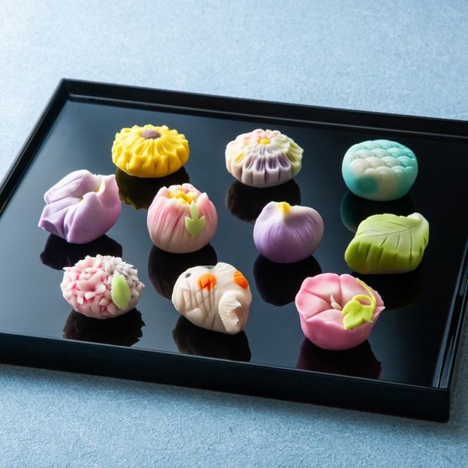 【スイーツ】ずーっと、眺めていたくなりますが、お早目にお召し上がりください。「夢菓子工房ことよ」季節の練り切り菓子 夏篇10個 -[G652] 