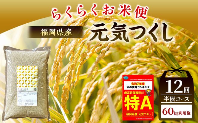 米 らくらくお米便 計60kg 元気つくし ( 5kg × 12回 )