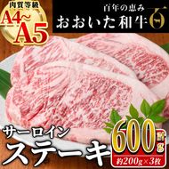 おおいた和牛 サーロイン ステーキ (計600g・200g×3枚) 国産 牛肉 肉 霜降り A4 A5 黒毛和牛 和牛 豊後牛 ブランド牛 冷凍【HE06】【(株)吉野】