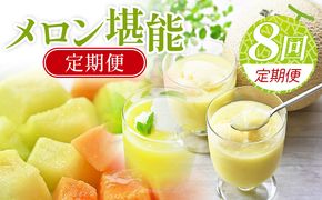 メロン 定期便 【8回定期便】メロン堪能定期便 - 国産 マスクメロン 完熟 赤肉 青肉 家庭用 フルーツ 果物 ピューレ シャーベット 飲み物 飲料 フルーツジュース 篤農 常温 冷凍 Wtn-0055