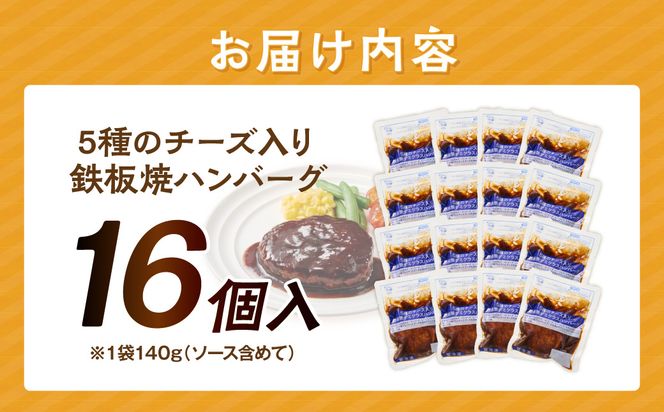 【A6-029】5種のチーズ入り鉄板焼ハンバーグ(デミグラスソース)16個