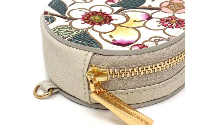 【文庫屋大関】マカロンポーチ 梅花（メイホア）【皮革工芸品】 ポーチ ミニポーチ 小物入れ アクセサリー入れ イヤホン入れ 収納 保管ケース 手のひらサイズ  本革 革 皮革 工芸品 工芸 雑貨 ギフト プレゼント 日本製 東京