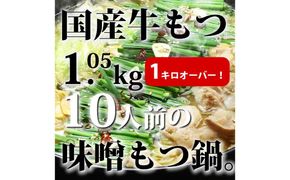 【全12回定期便】国産牛もつ1kgオーバー！九州味噌もつ鍋 10人前《築上町》【株式会社ベネフィス】[ABDF166]