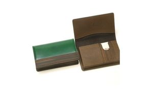 【こだわりの革アイテム】名刺ケース 　コードバン仕様（グリーン）1087033　革製品 レザー 名刺入れ