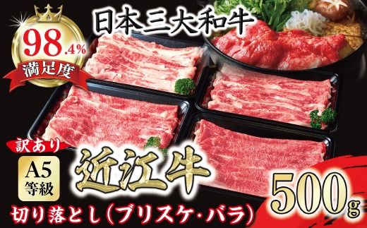 【訳あり】A5 近江牛切り落としスライス 食べ比べ ブリスケ＆バラ 500g【FO33U】