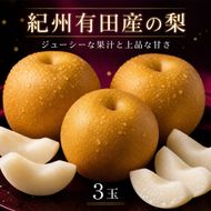 ジューシー果汁の紀州有田産の梨　３玉　化粧箱入【先行予約】【2026年8月中旬以降発送予定】AN030
