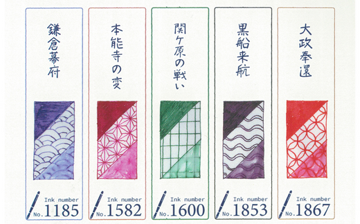 Z-37-5 【選べる戦国家紋100種類】家紋万年筆＋おまけのインクつき（鎌倉幕府：青色）
