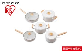 フライパン ルオント フライパン・なべ10点セット LUO-SE10W ホワイト アイリスオーヤマ 北欧 無加水 セラミック 