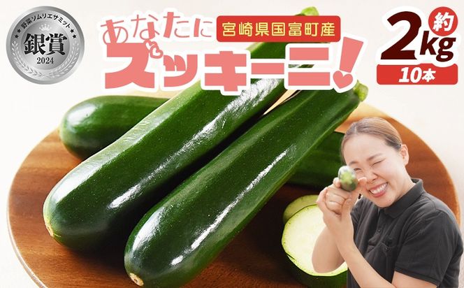 ＜野菜ソムリエサミット銀賞受賞！ あなたにズッキーニ約2kg（10本）＞翌月末迄に順次出荷【 野菜 青果 国産 生食 輪切り ソテー サラダ 天ぷら ラタトゥイユ 】【b0915_hf】